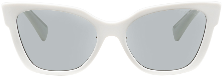 Miu Miu White Cat-eye Sunglasses In Neutral