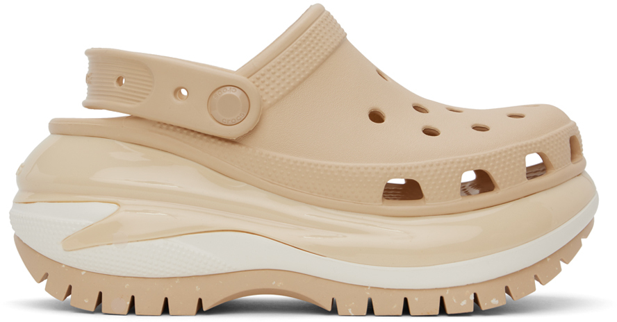 Beige Mega Crush Clogs by Crocs on Sale