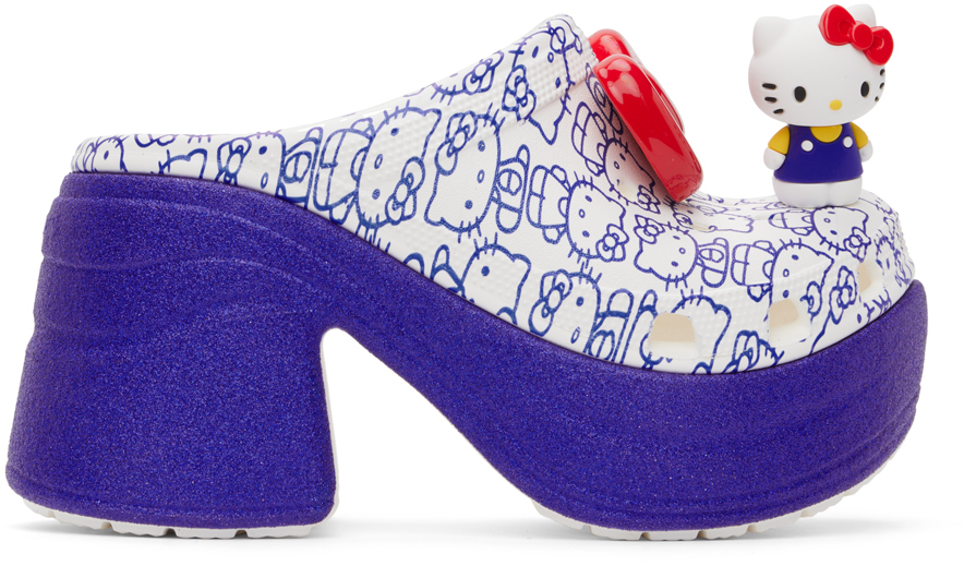Shop Crocs White & Blue Hello Kitty Siren Heels