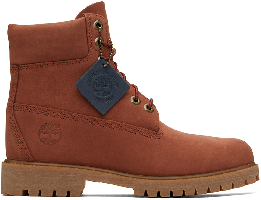 Shop Timberland Red Heritage 6-inch Lace-up Boots In Eq1 Dark Red Nubuck