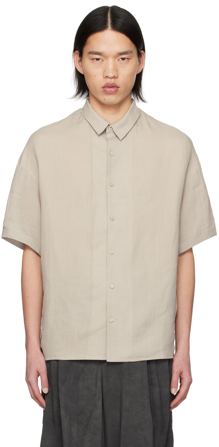 Taupe Spread Collar Shirt