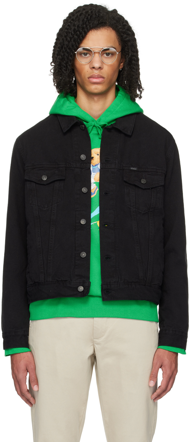 Polo Ralph Lauren: Black Trucker Denim Jacket | SSENSE