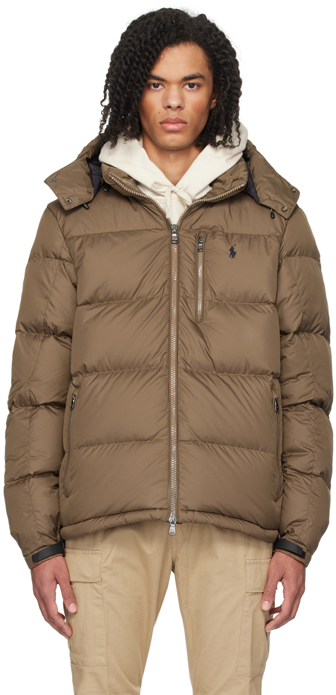 Shop Polo Ralph Lauren Brown Quilted Down Jacket In Dark Taupe