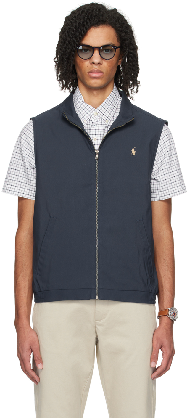Polo Ralph Lauren Navy Embroidered Waistcoat In French Navy