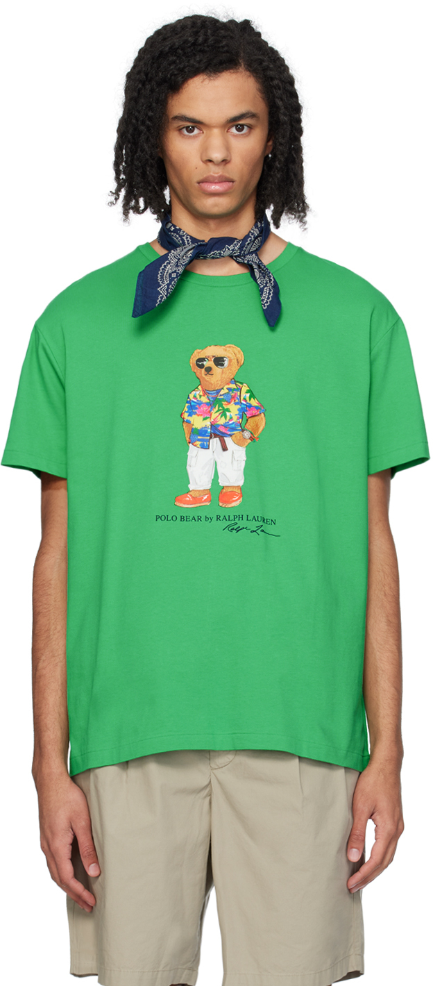 Polo Ralph Lauren Green Beach Club Bear T-shirt In Sp24 Vrd Grn Bch Clb
