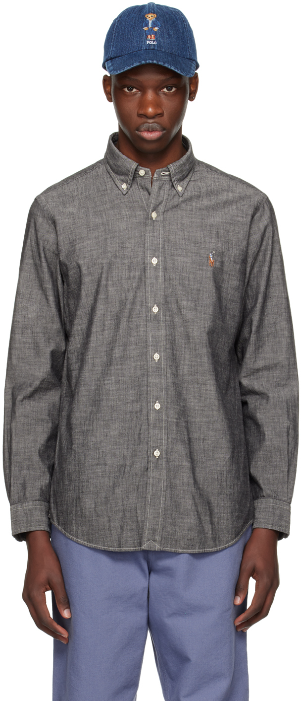 Polo Ralph Lauren Gray Embroidered Shirt In Light Grey
