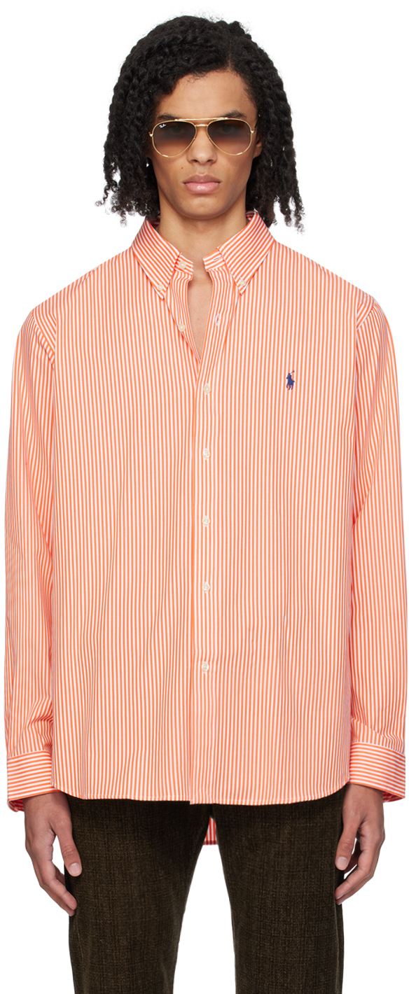 Polo Ralph Lauren Orange Classic Fit Shirt In 4655o Sailing Org/wt