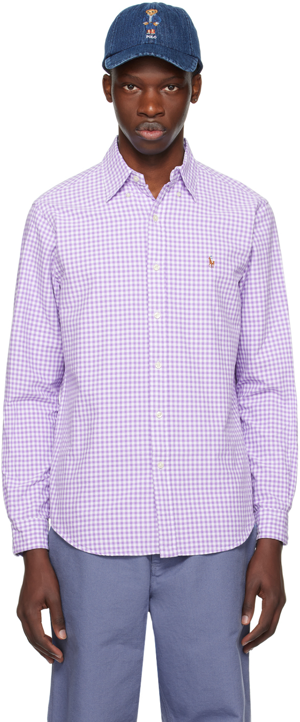Polo Ralph Lauren Purple Gingham Shirt In 4338l Cactus Prpl/wt