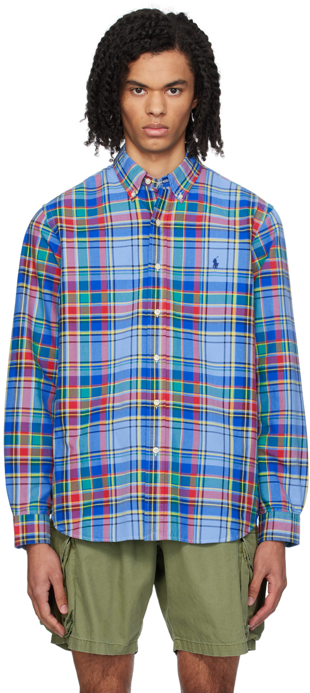 Polo Ralph Lauren Blue Classic Fit Shirt In 6343 Blue/red Multi