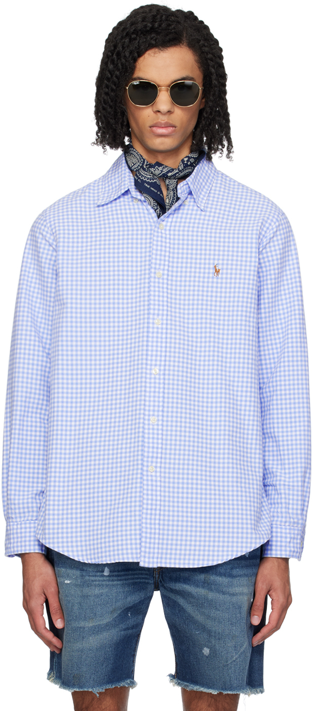 Polo Ralph Lauren Blue Classic Fit Shirt In 4338a Light Blu/whit