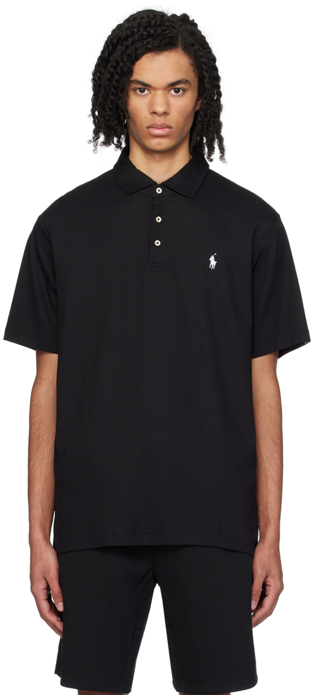 Polo Ralph Lauren Classics Mens Black Embroidered Logo Polo Shirt In Polo Black