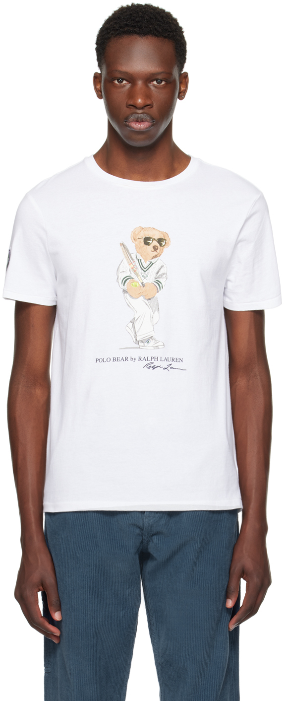 Polo Ralph Lauren White Polo Bear T-shirt In Ceramic White