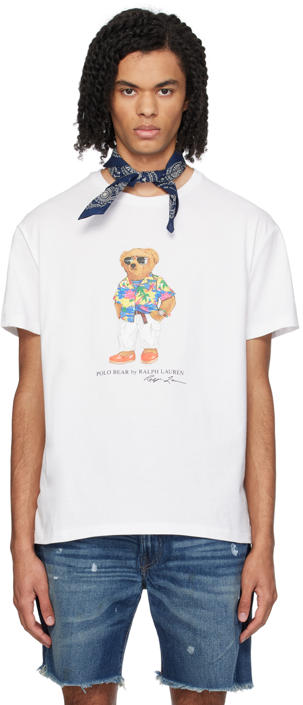 Polo Ralph Lauren White Beach Club Bear T-shirt In Sp24 White Bc Bear