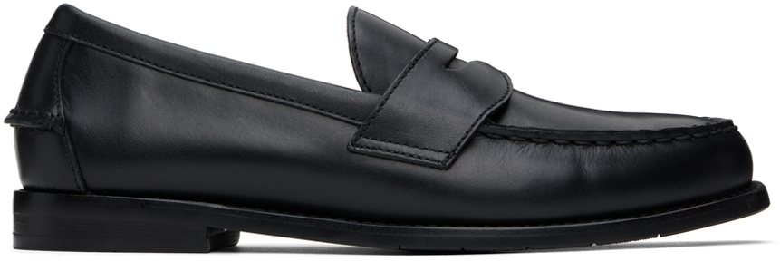Black Alston Leather Penny Loafers