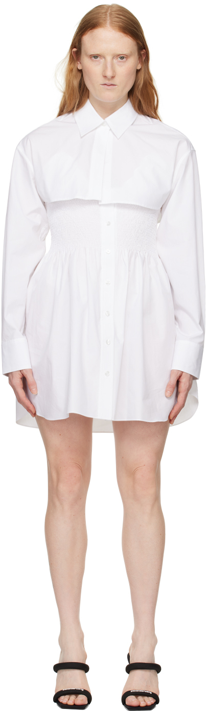 Shop Alexander Wang T White Smocked Minidress In 100 White