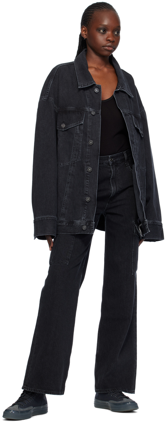 Shop Agolde Black Minka Jeans In Spider (o/d Black)