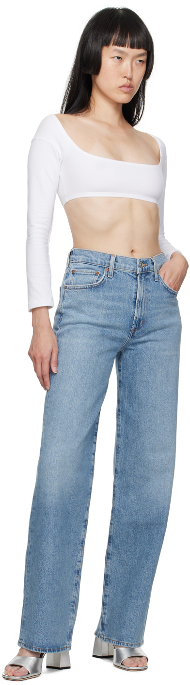 Shop Agolde Blue Harper Jeans In Flash (med Ind)