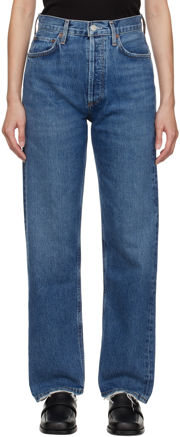 Shop Agolde Blue 90's Pinch Jeans In Range (clean Indigo)