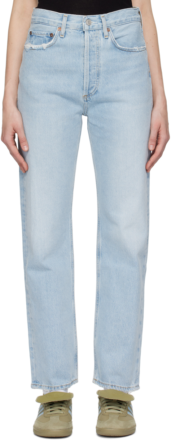 Shop Agolde Blue 90's Pinch Waist Jeans In Focus