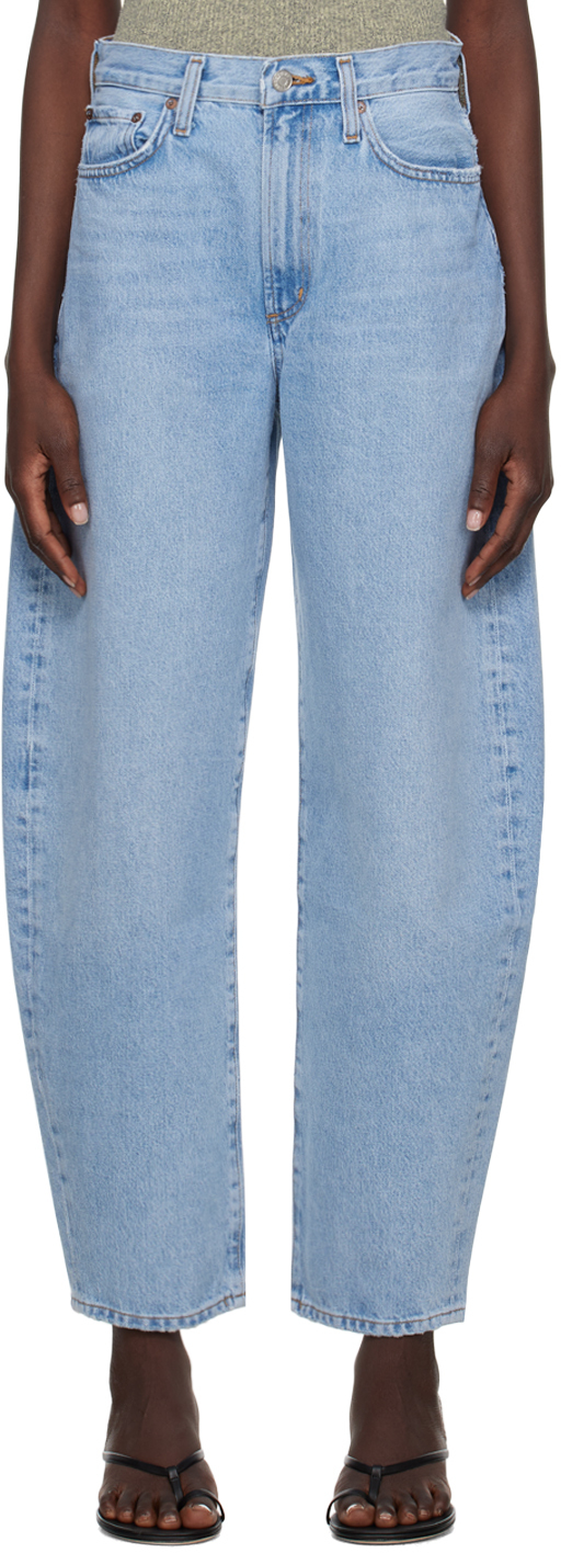 Agolde Blue Balloon Jeans In Conflict (pale Ind)
