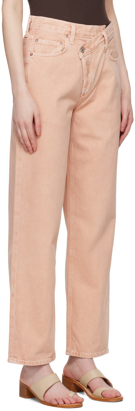 Shop Agolde Pink Criss-cross Upsized Jeans In Pink Salt