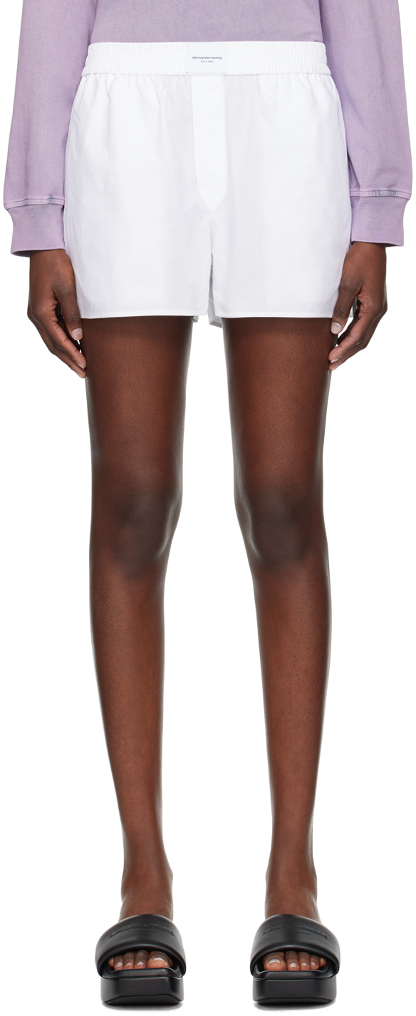 Shop Alexander Wang T White Button-fly Shorts In 100 White