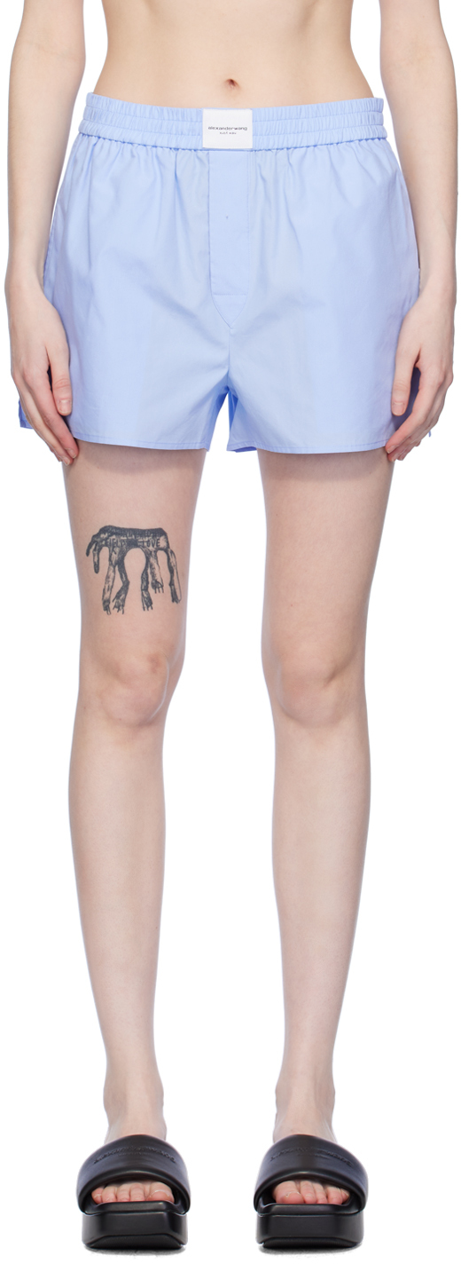Shop Alexander Wang T Blue Vented Shorts In 423 Chambray Blue