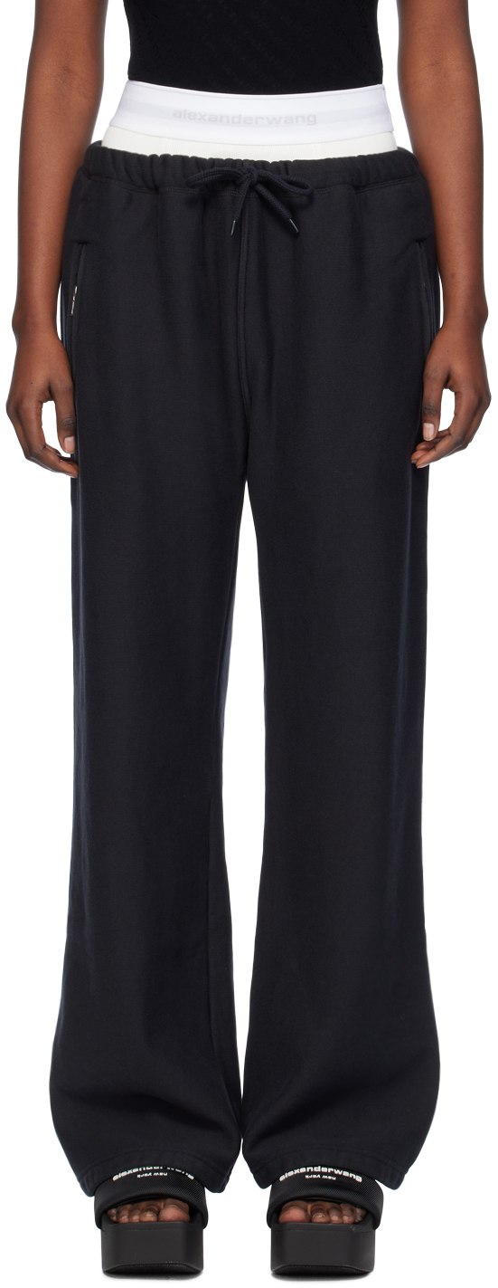 Shop Alexander Wang T Black Wide-leg Sweatpants In 020a Faded Black