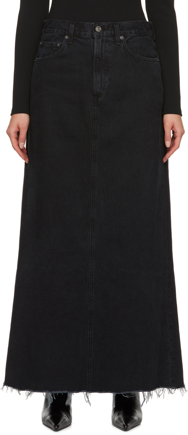 Black Hilla Denim Maxi Skirt