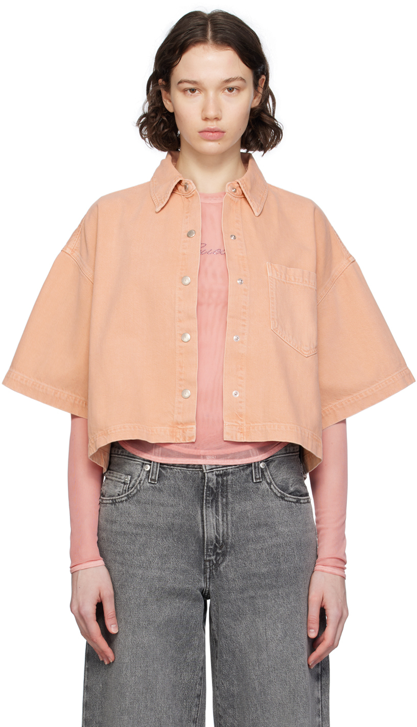 Agolde Orange Rona Denim Shirt In Pnkst-pink Salt