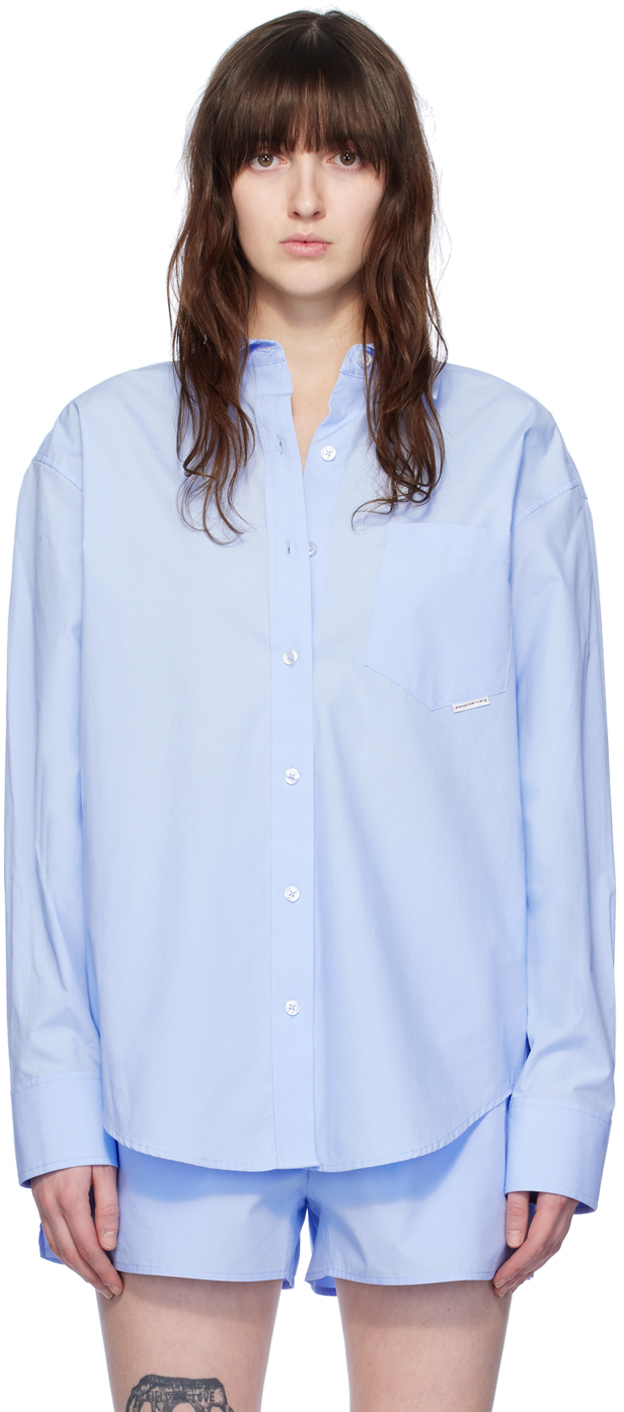 Shop Alexander Wang T Blue Pocket Shirt In 423 Chambray Blue