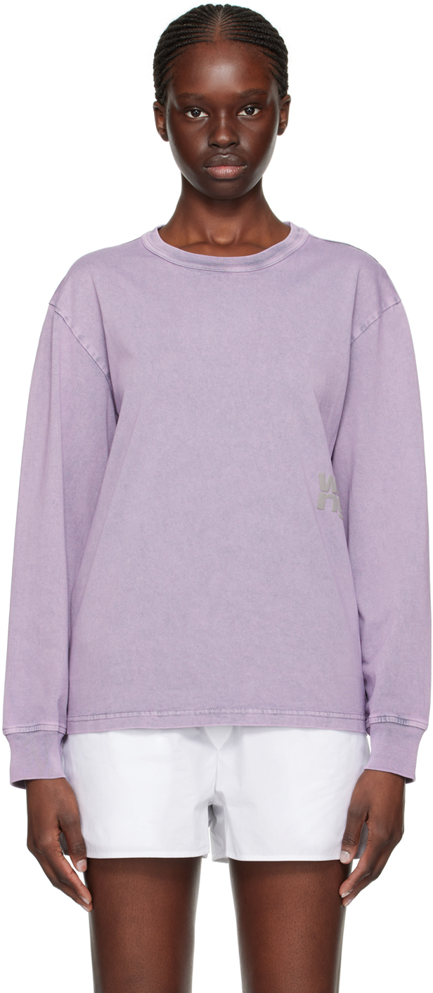 Shop Alexander Wang T Purple Faded Long Sleeve T-shirt In 687a Acid Pink Laven