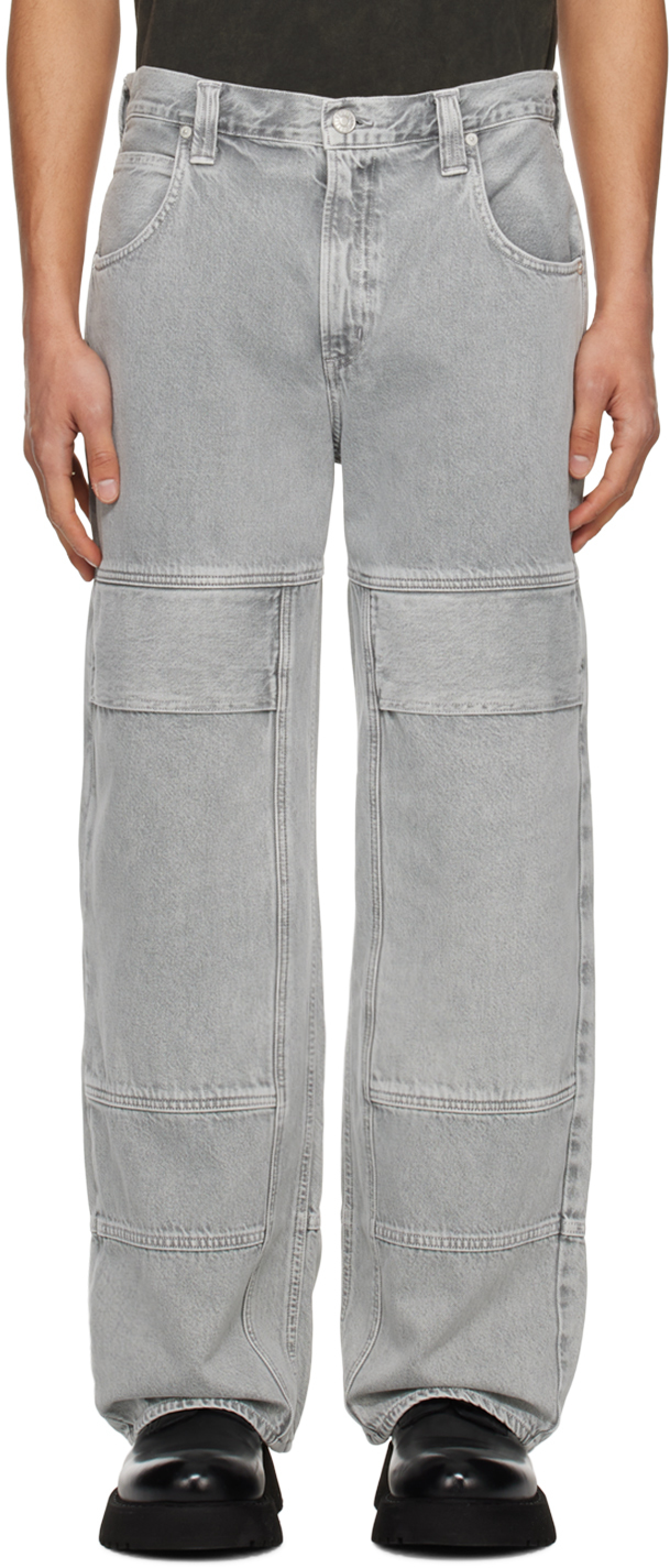 Shop Agolde Gray Emery Jeans In Concrete