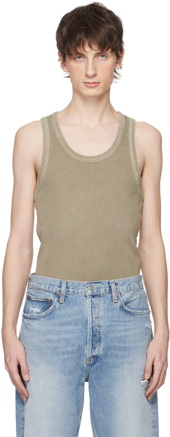Shop Agolde Taupe Morris Tank Top In Trail