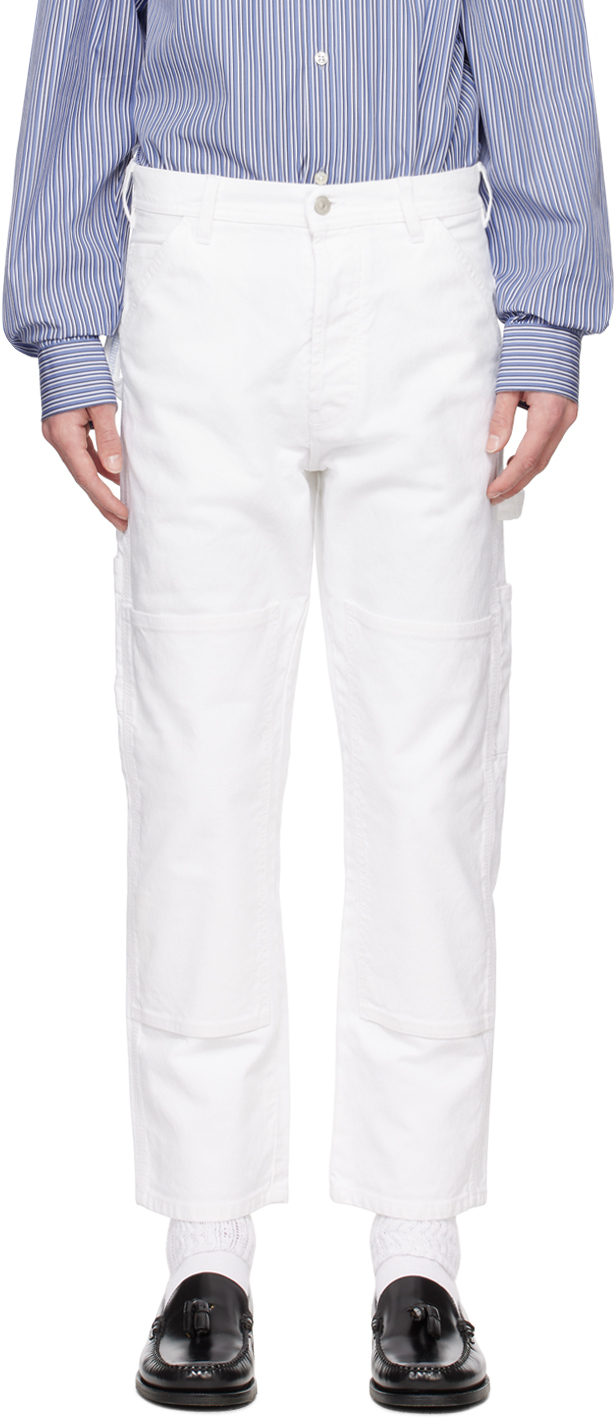 Le Pere White Paneled Trousers In Flat White