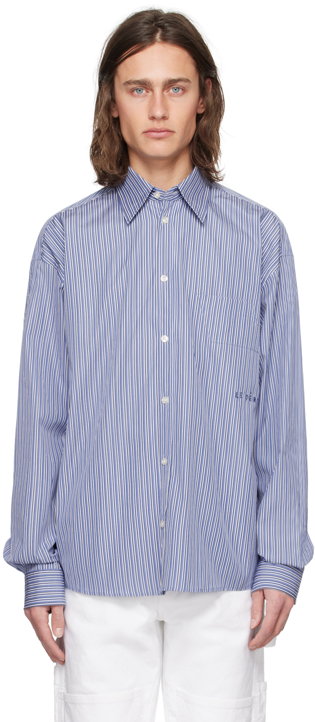 Le Pere Blue Stripe Shirt In Office Violet