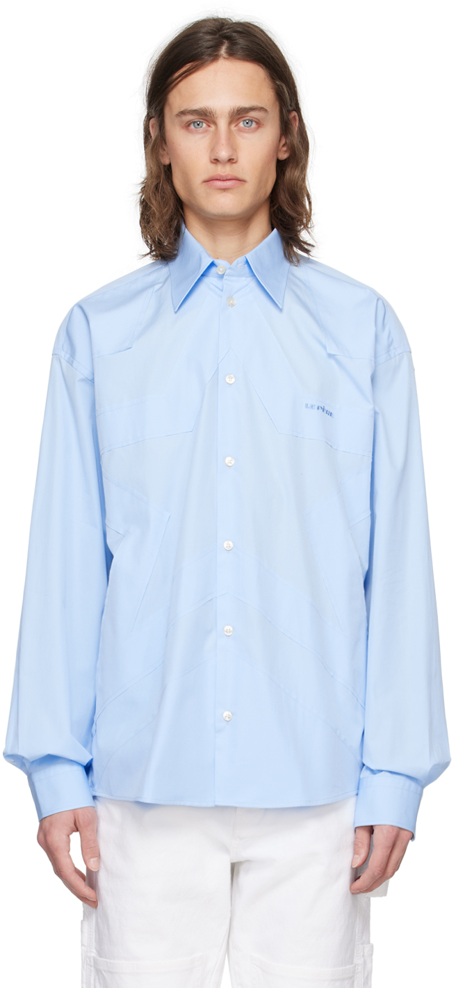 Le Pere Blue Start Drover Shirt In Astral Blue