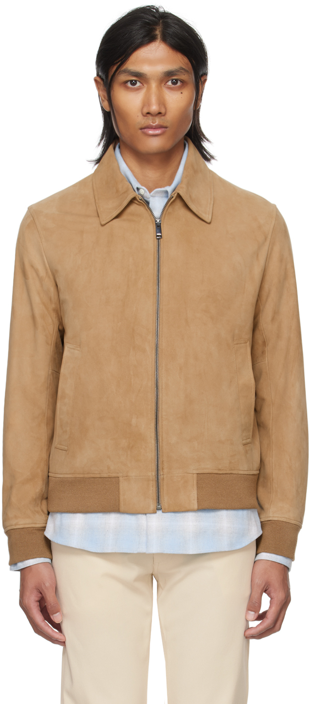 Theory Brown Wyatt Leather Jacket In Palomino