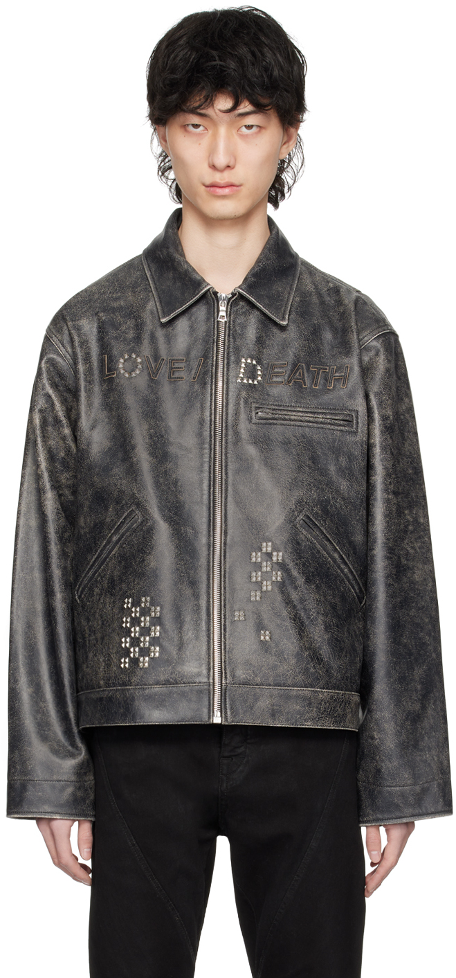 Paly Black 'love & Death' Leather Jacket