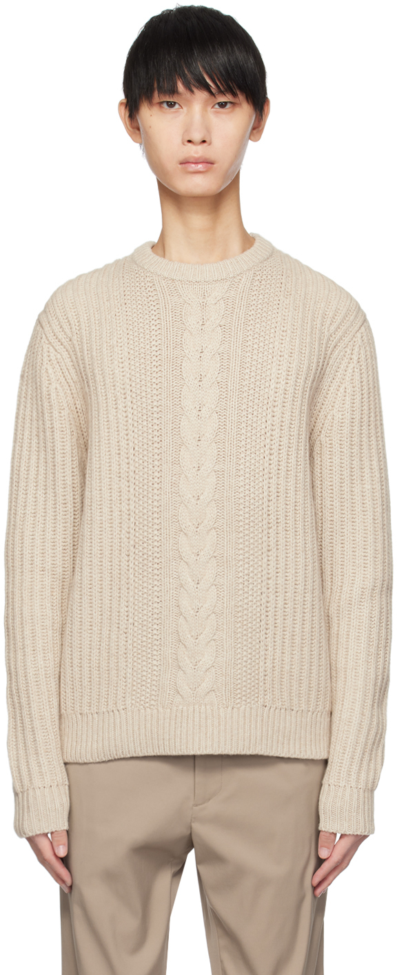 Shop Theory Beige Vilare Sweater In Light Beige Melange