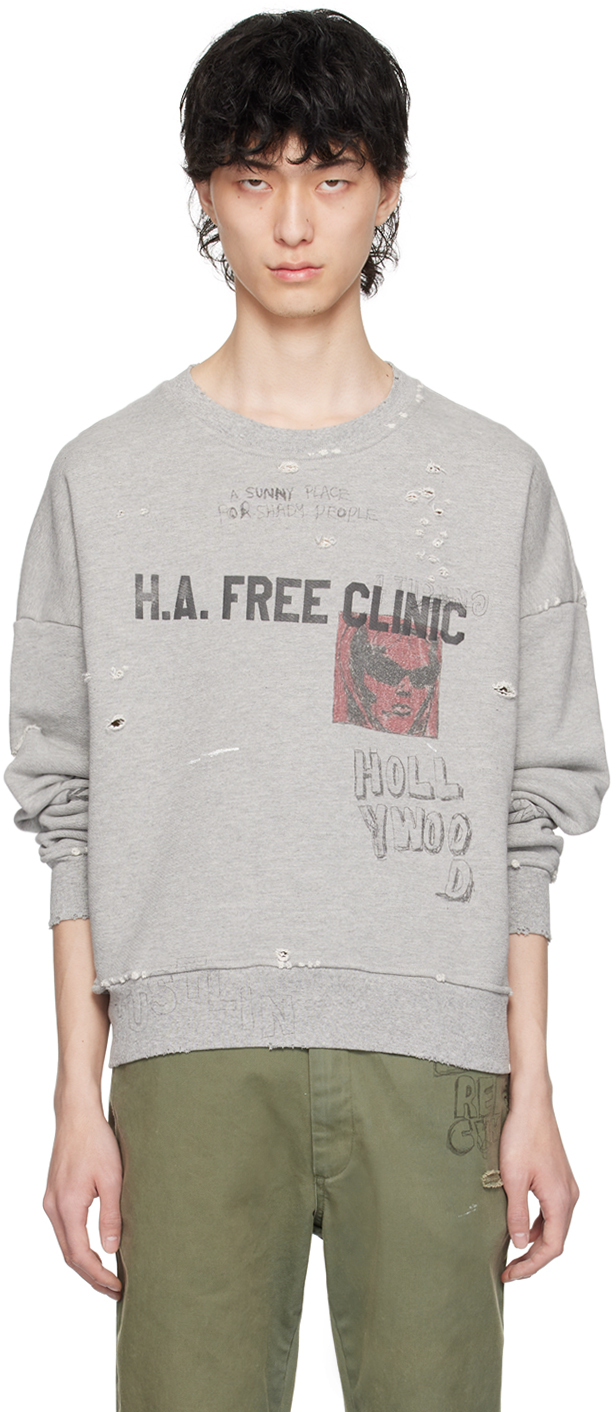 Paly Grey 'free Clinic' Sweatshirt In Heather Gey