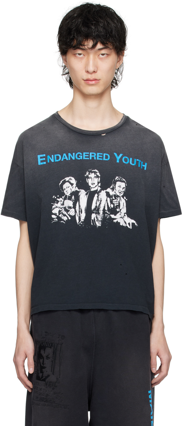 Shop Paly Black 'endangered Youth' T-shirt