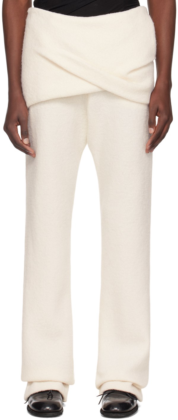 Shop Nuba Off-white Draped Trousers In Bone