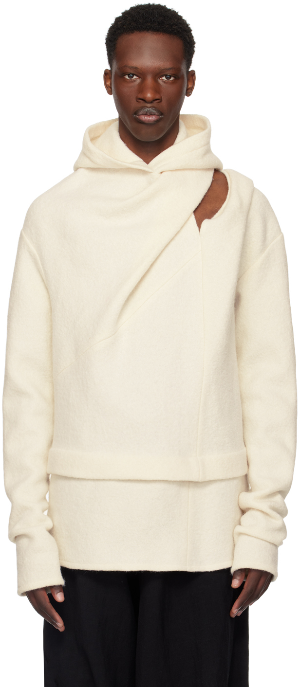 Shop Nuba Off-white Hooded Sweater In Bone