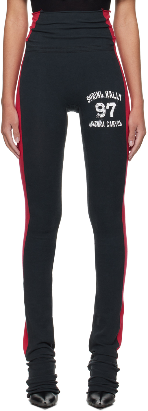 Greg Ross Black & Red Side Stripe Leggings In Black / Ak Red