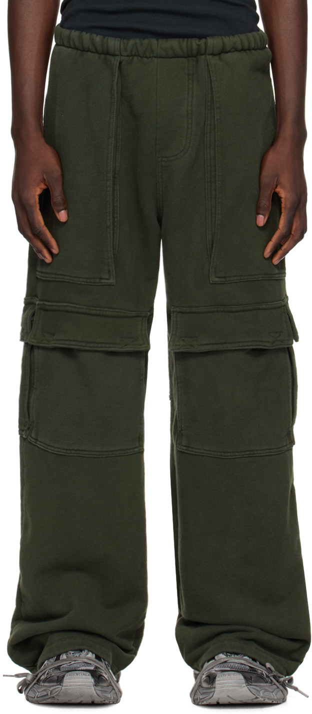 Shop Greg Ross Khaki Cargo Lounge Pants In Army Green