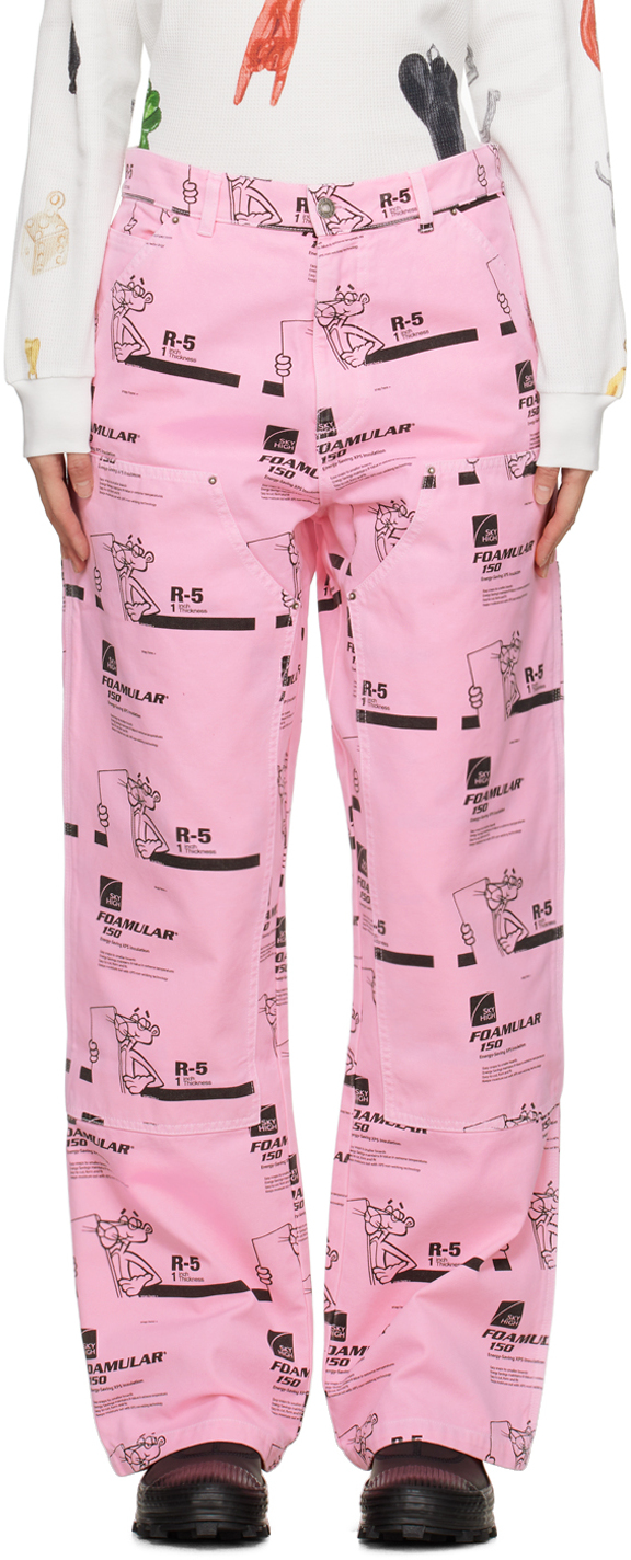 Shop Sky High Farm Workwear Pink Insulation Jeans In 1 Pink
