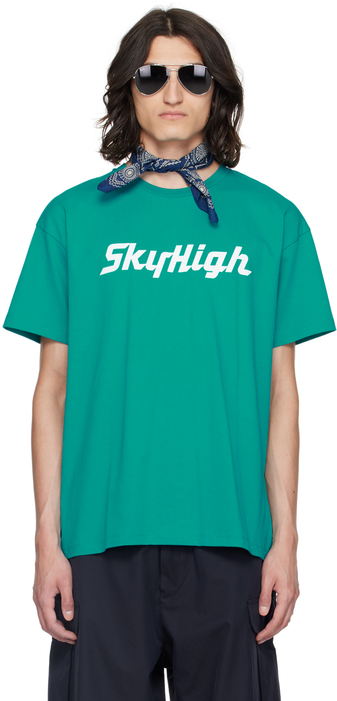 Shop Sky High Farm Workwear Blue Print T-shirt In Teal