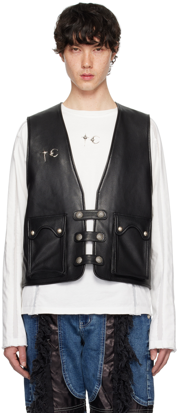 Shop Thug Club Black Hardware Leather Vest