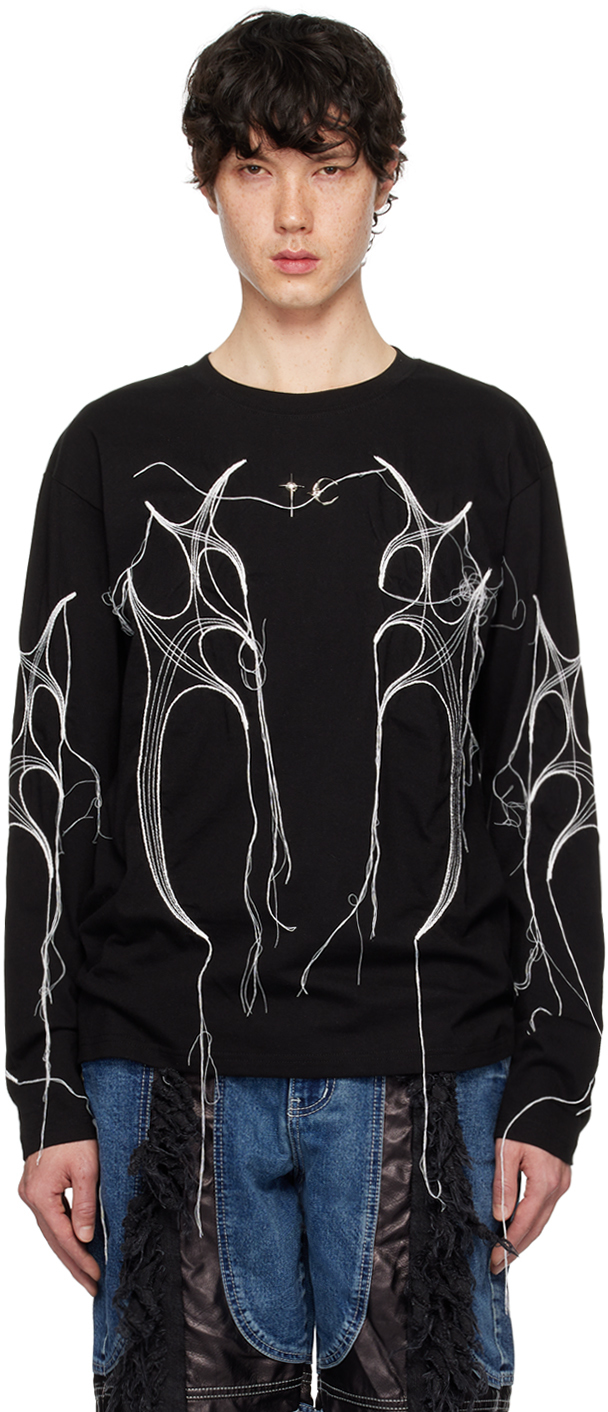 Shop Thug Club Black Tree Long Sleeve T-shirt In Blk/wht